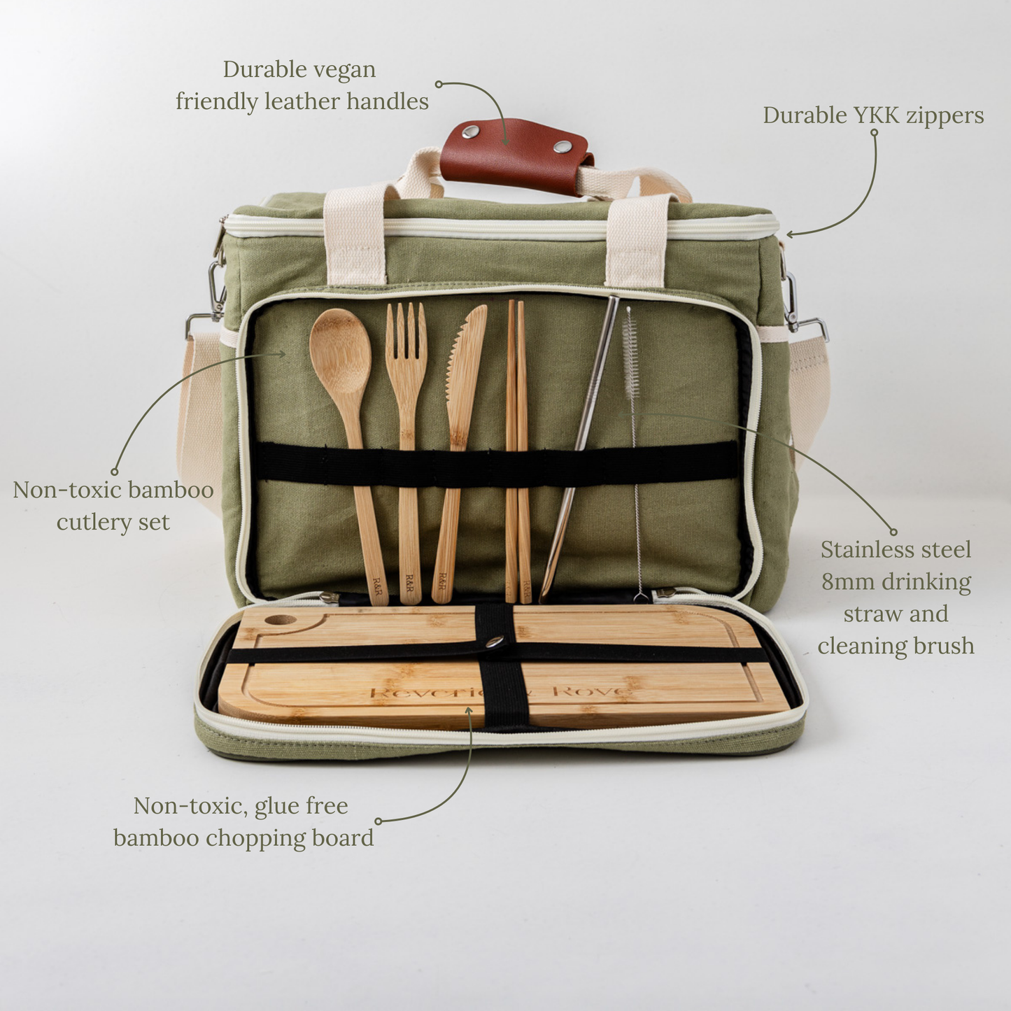 Picnic cooler bag front features