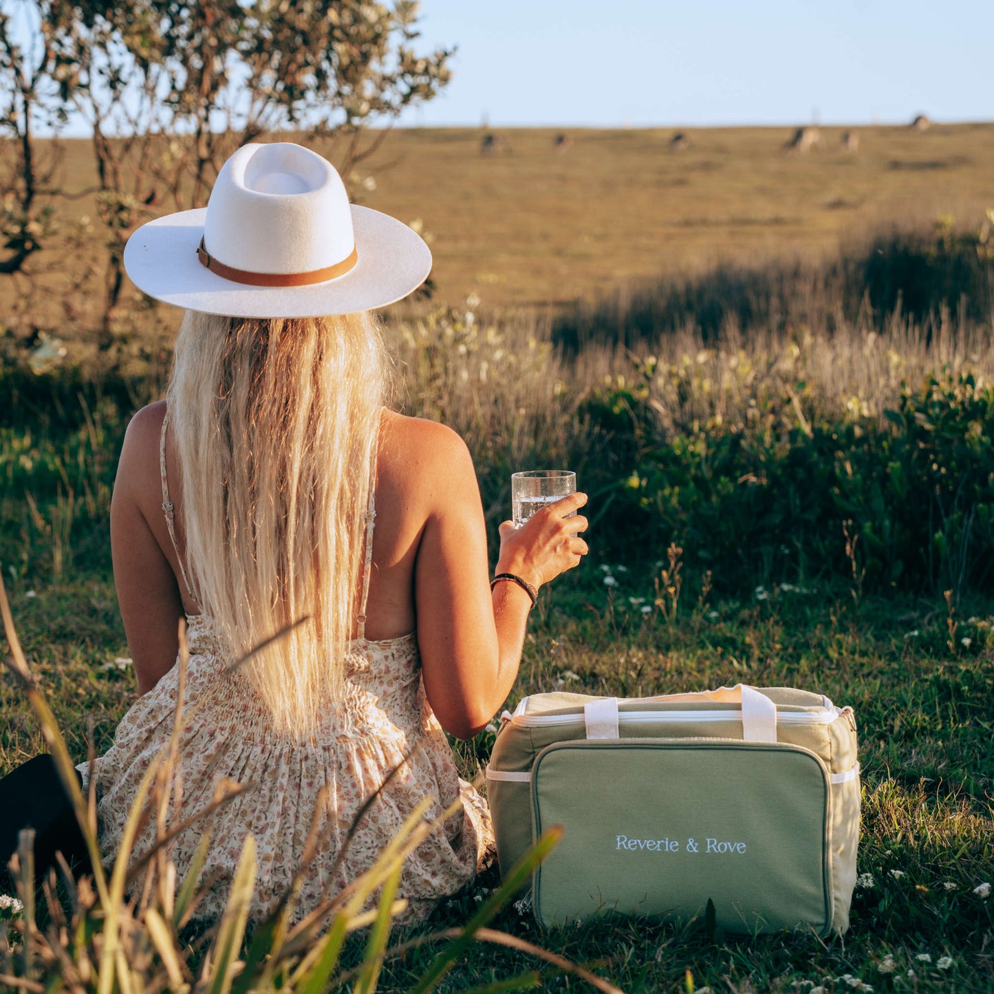 Picnic cooler bag in nature setting