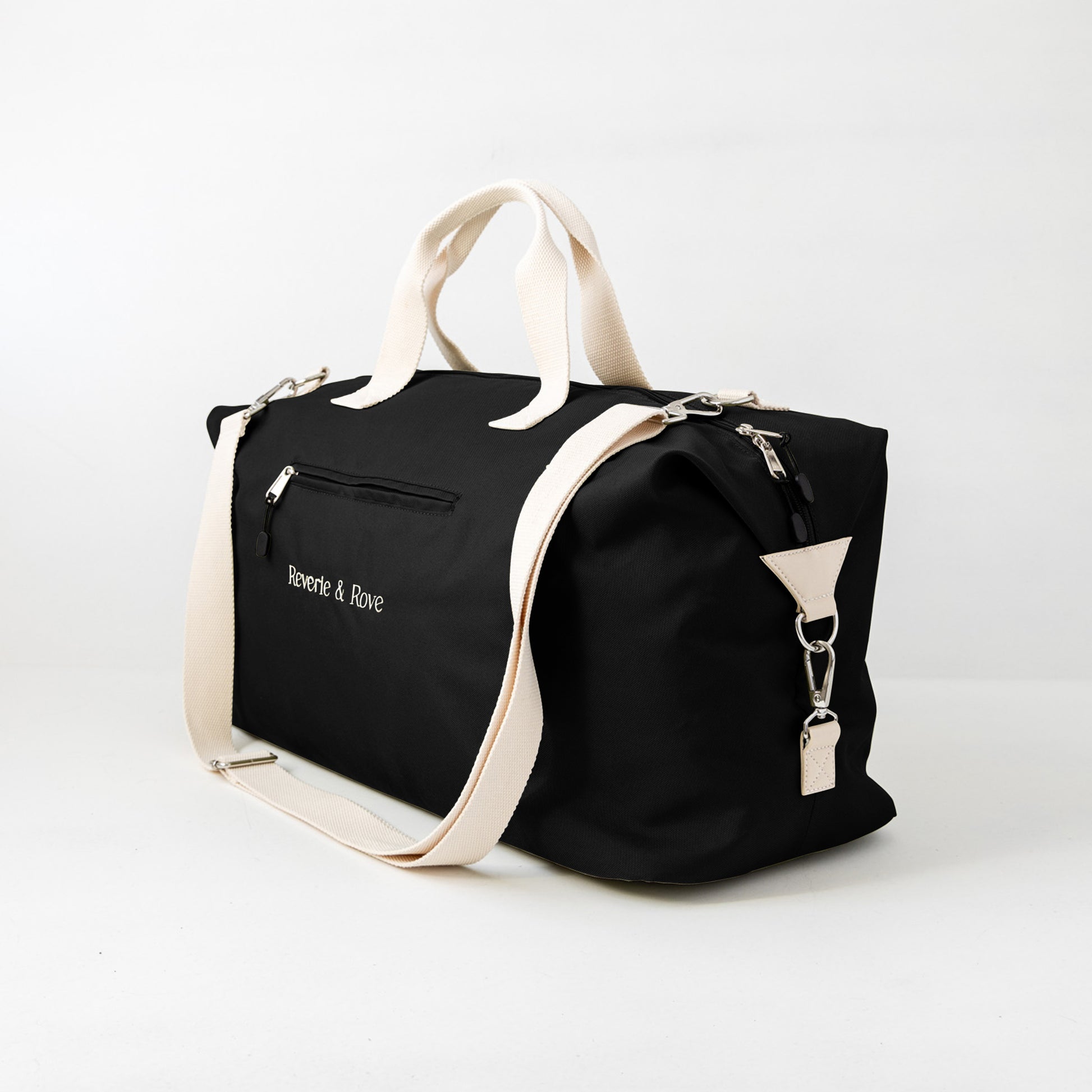 Black duffle bag front right