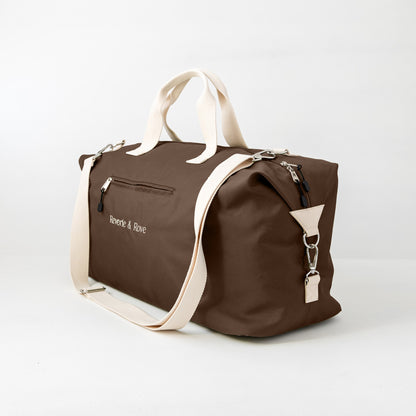 Chocolate duffle bag front right